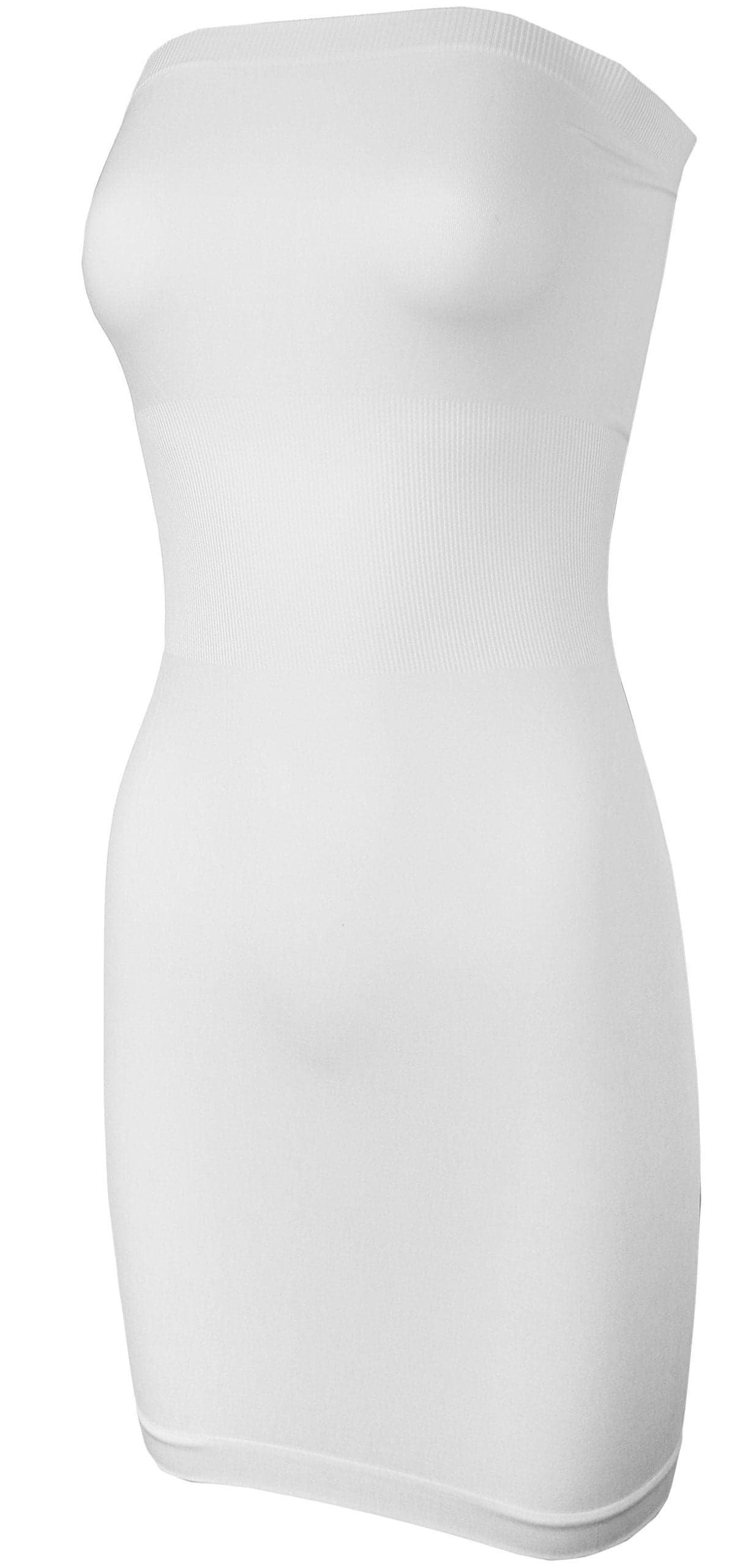 KMystic Seamless Strapless Tube Slip Dress (White),One Size