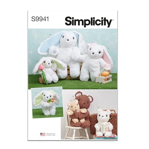 Simplicity SS9941OS Bears and Bunnies Plush Animals Sewing Pattern Packet Design Code S9941 Sizes Vary