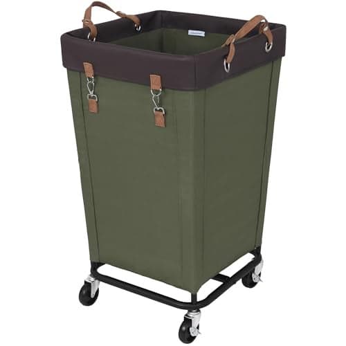 StorageWorks 160L Laundry Basket with Wheels, Large Rolling Hampers for Clothing Organizer, Dirty Clothes Basket for Hotel, Home, Closet, Dorm, Green