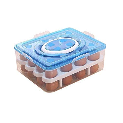 Divik 2 Layer 32 Grid Egg Storage BoxFood Storage BoxVegetable Storage Basket With Lid for Refrigerator Kitchen