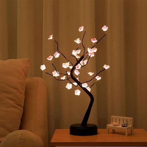 36 LED Cherry Blossom Sparkly Fairy Spirit Tree Lights DIY Artificial Tree BatteryUSB Operated Tabletop Tree Lamp for Bedroom Christmas Indoor Room Decor Night Lights Warm White