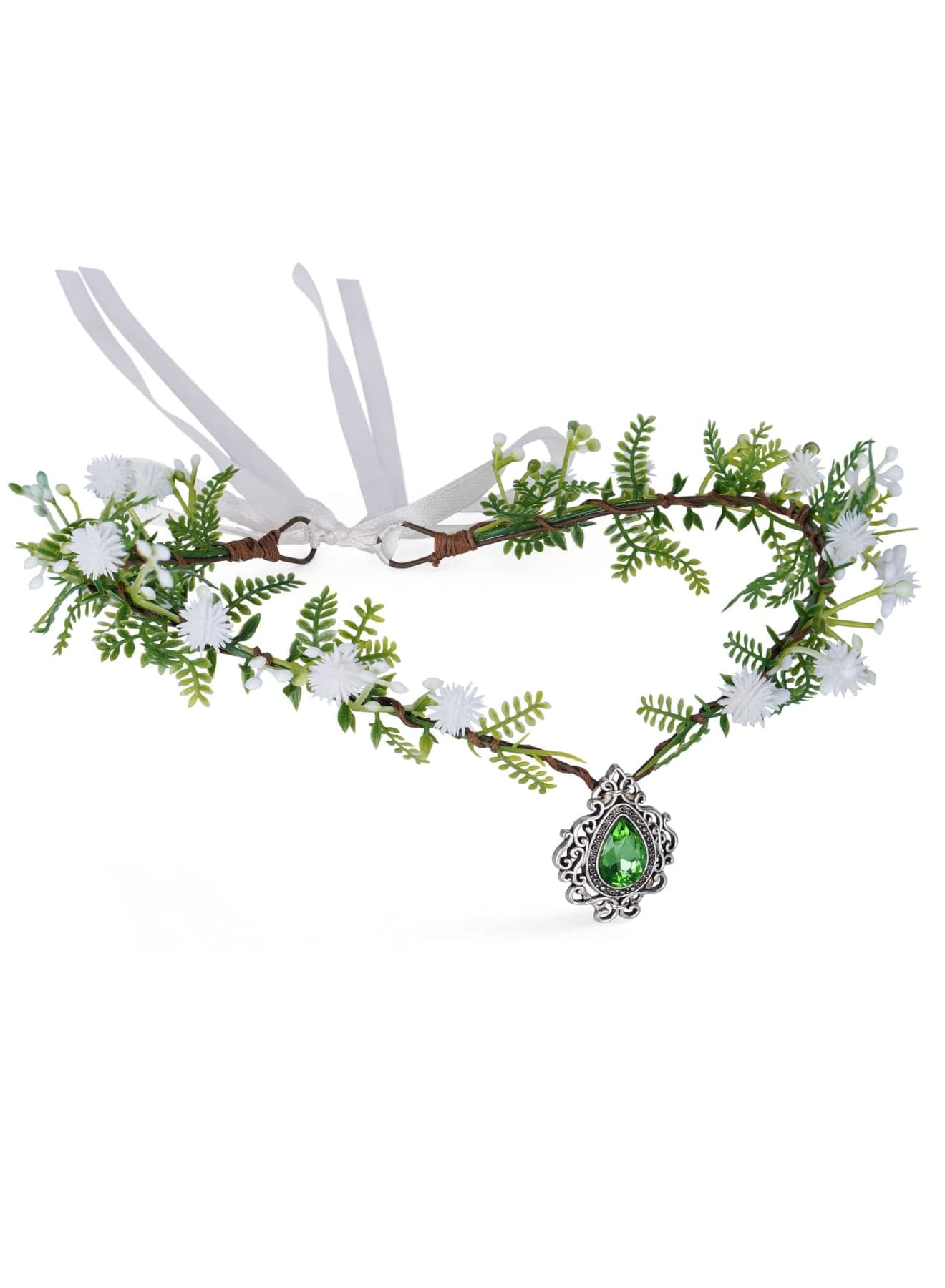 Woodland Flower Crown Elf Florla Headband Forest Fairy Headpiece for Women Girls Wedding Cosplay Bridal Shower Party