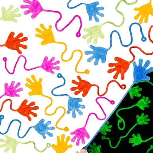 Shindel 115PCS Glitter Sticky Hands Bulk Party Favors Toys for Kids Stretchy Sticky Hands Toys for Goodie Bag Stuffers Fillers Classroom Treasure Box Carnival Prizes