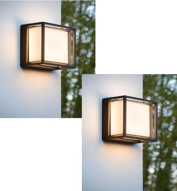 LIODOR 12W Large Dice Waterproof Metal Covered Wall Lamp PC Warm White Light for Outdoor, Exterior Lighting Decoration (2)