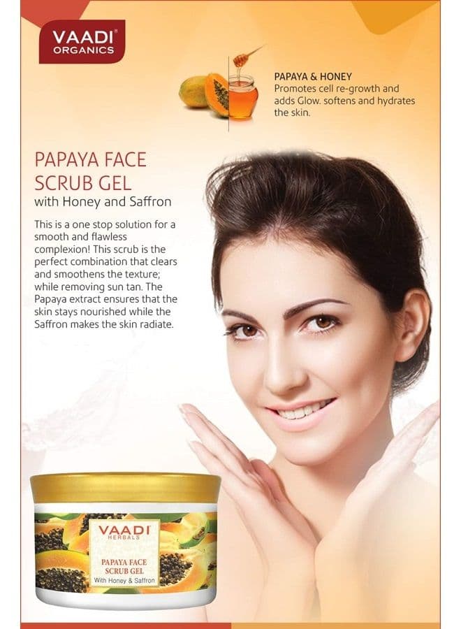 Papaya Face Scrub Gel with Honey & Saffron, 17.65 Ounce Each (Pack of 2)