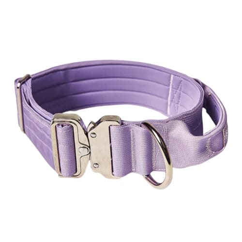 Spark Paws Tactical Dog Collar - Heavy Duty, Premium Quality, Thick and Durable for Large and Medium Dogs - Purple - L