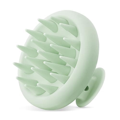 HEETA Scalp Massager Hair Growth Scalp Scrubber with Soft Bristles Integrated Silicone Design Exfoliator for Dandruff Removal Relaxation Shampoo Brush Fit WetDry Hair Use Dark Green