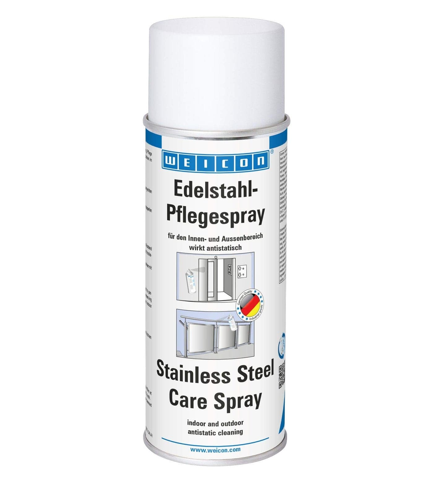 WEICON Stainless Steel Care Spray 13.5 fl oz Effective Stainless Steel Cleaner of Metallic Surfaces Anti-Static & Matte