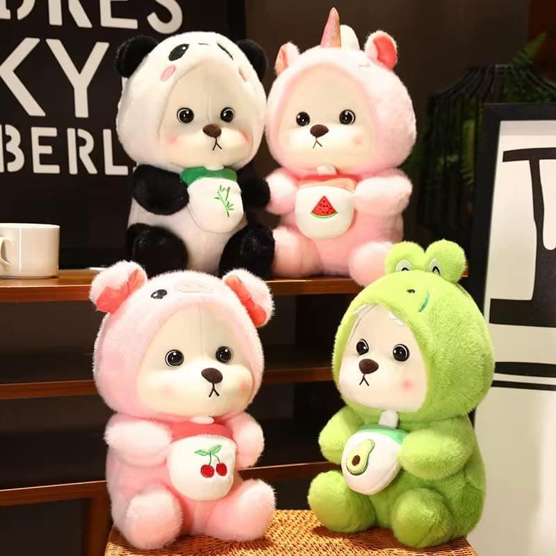Tinytotem Cute Panda Plush Toy 28 cm – Soft Stuffed Animal Hugging Doll for Kids, Girls & Boys | Adorable Kawaii Panda Bear Plushie for Decor & Gifts (Panda Hoodie Bear 30cm)