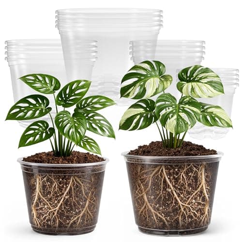 Bluepro 16 Pack 10865 Inch Reinforced Large Clear Nursery Pots with Drainage Holes Transparent Variety Pack Plastic Plant Pot for Vegetable Propagation Root Cutting Seed Starting