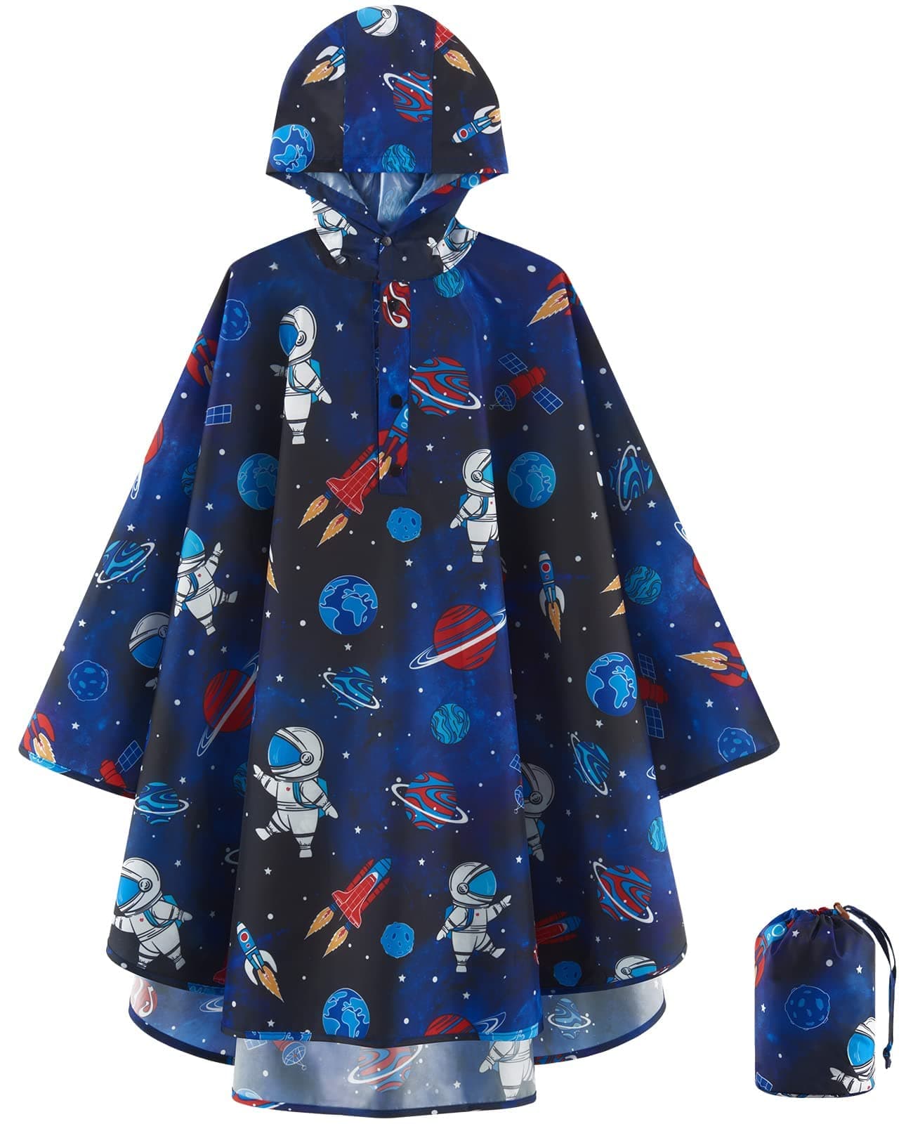 WAWSAM Lightweight BoysGirls Rain Poncho Waterproof Toddler Raincoat Reusable Kids Portable Dinosaur Rain Slicker Outwear with Pouch Youth Rainbow Rain Jacket with Hood for School Travel Camping