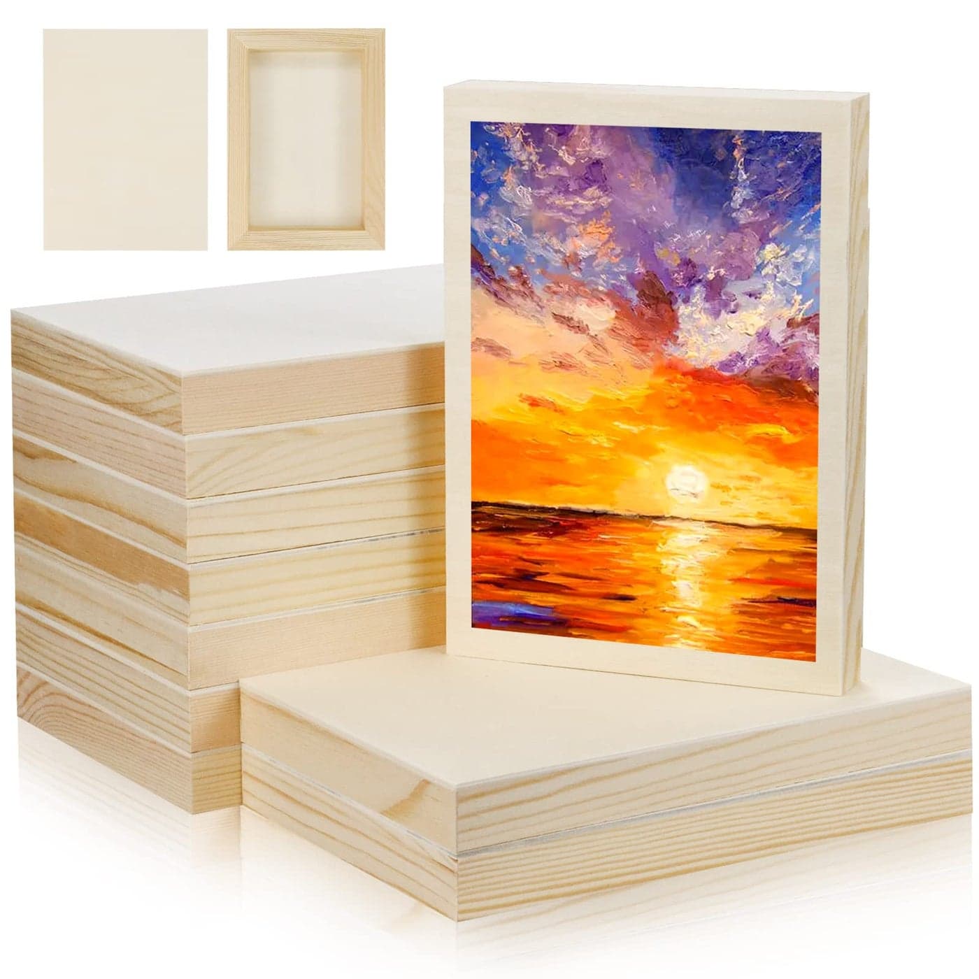 Bercoor 10 Pcs 5x7 Wood Panel Boards Unfinished Wood Canvas Wooden for Painting Arts Pouring Use with Oils Acrylics