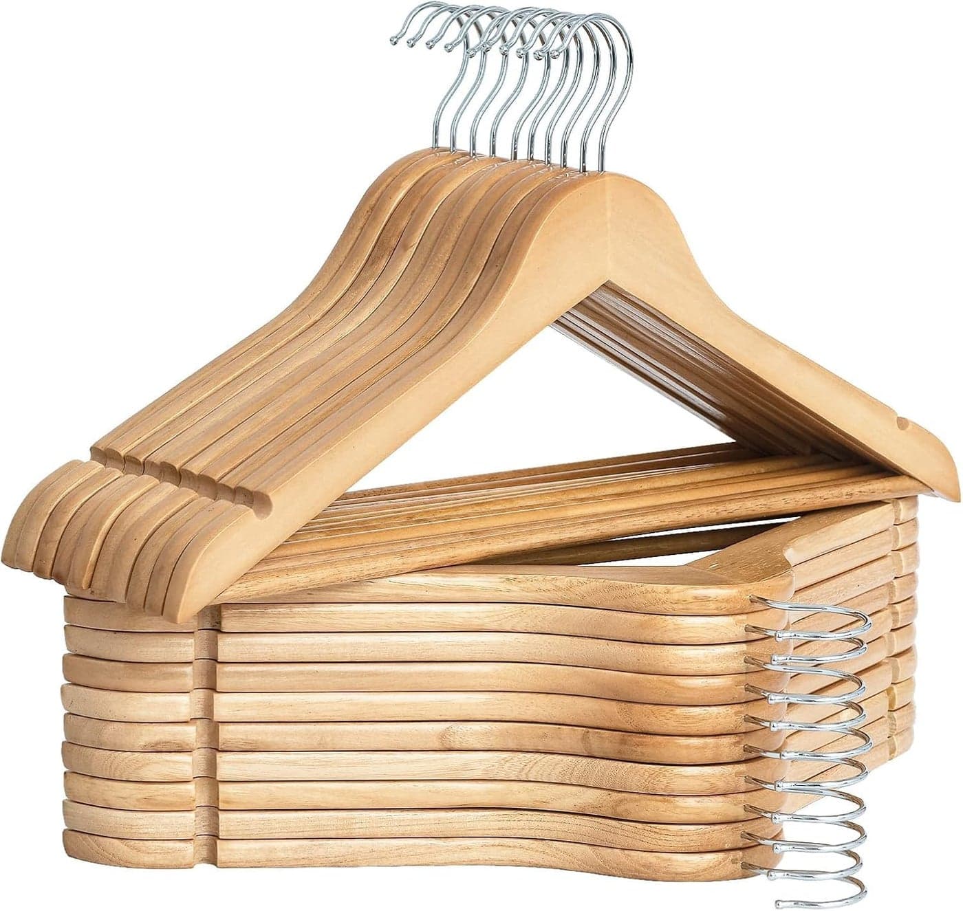 ANH Mart Wooden Hanger for Clothes Hanging Wooden Hangers for Wardrobe Pack of 40 (Natural)