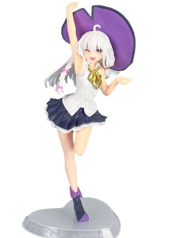 The Journey of Elaina Premium Standing Figurine of Hat - wearing Youthful Elaina with Fine Details for Impressive Desk Adornment 19 cm