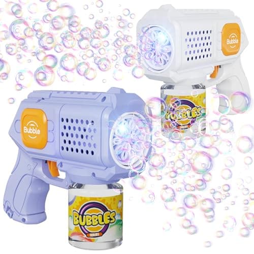 Panacare 2 Packs Bubble GunAutomatic bubbele Maker with 10 HolesLightingBubble Maker Toy for KidsPets10000Rich BubblesMin with Bubble SolutionBest Gifts for BirthdayPartyWedding