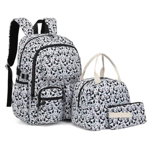 Girls Backpack Set for School Backpacks with Lunch Box Pencil Case 3 Piece Bookbags Kids Elementary Teen Student Lightweight School Bag SetPanda