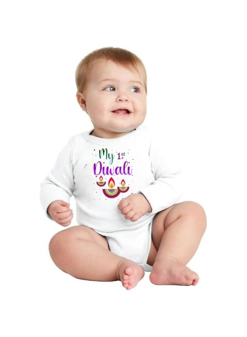 Diwali Baby Romper For Celebration–Soft Cotton Full Sleeve Bodysuits For Newborns,Infants And Toddlers–Unisex Baby Onesies For Boys And Girls