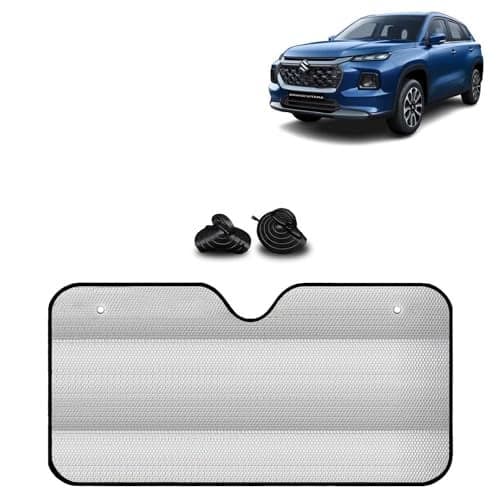 KINGSWAY® Car Window Foil Curtain Sticky Sun Shade Compatible with Maruti Suzuki Grand Vitara, (Year 2022 Onwards), Universal Fit Sunshades for Front Window, Rear Window, Silver Color, 1 Piece