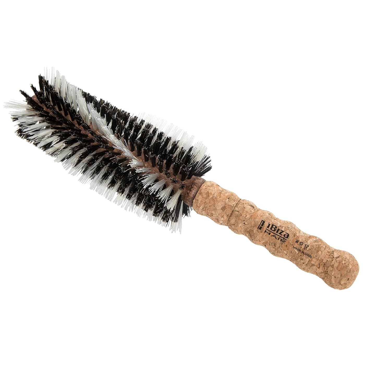 Ibiza Hair Boar Bristle Round Brush G Series Hybrid Swirled Boar Carbon Fiber Nylon Bristles with Cork Handle Adds Shine Texture for Medium to Long Styles