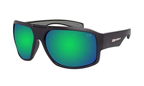 BOMBER MEGA Bomb M103GM Safety Sunglasses for Men with Matte Black frame Green Mirror Safety Sunglass lens NonSlip foam lining ANSI Z87 Compliant UV Protection M103GM