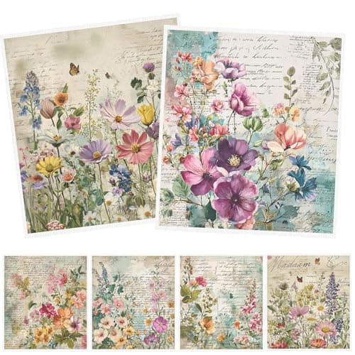 InIsaJace Floral Swedish Dishcloths for Kitchen, 6PCS Vintage Flower Swedish Dish Cloths Gift Set, Reusable Absorbent Cellulose Sponge Dish Towel for Home Cleaning(7.8 X 7 Inches)