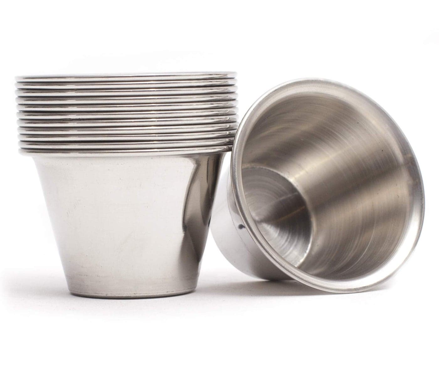 EHOMEA2Z Ramekins Stainless Steel Condiment Sauce Cups Metal Ramekins Commercial Grade Multifunctional Ideal for All Hot and Cold Sauces Individual Portion Cups 12 3 oz