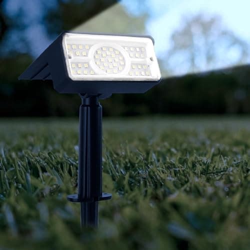 GIGAWATTS GW-701 Solar Landscape Spotlight 49 LED 1500mAh Li-ion Battery Outdoor Light 160lm Ground Spot Lamp with 1W Polysilicon Panel for Yard Garden Driveway Porch Patio (Pack of 1)
