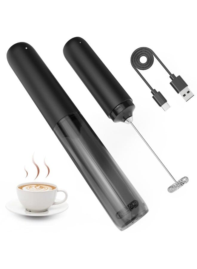 Rechargeable Milk Frother Handheld with Cover, Drink Mixer Handheld Coffee Frother Blender Stirrer Mini Whisk, Rechargeable Electric Foam Maker for Coffee Latte Cappuccino Matcha Hot Chocolate