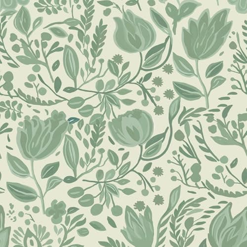 Fititem Green Peel and Stick Wallpaper Kids Cute Floral Contact Paper for Cabinets Self Adhesive Removable Contact Paper Garden Fun Flower Wallpaper for Bedroom Bathroom Waterproof 173inW 197inL