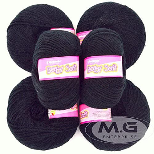 Vard hman 100% Acrylic Wool Black (6 pc) Baby Wool Wool Ball Hand Knitting Wool/Art Craft Soft Fingering Crochet Hook Yarn, Needle Knitting Yarn Thread Dye Q JNB