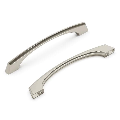 Hickory Hardware 10 Pack Solid Core Kitchen Cabinet Pulls Luxury Cabinet Handles Hardware for Doors Dresser Drawers 5116 Inch 128mm Hole Center Polished Nickel Greenwich Collection