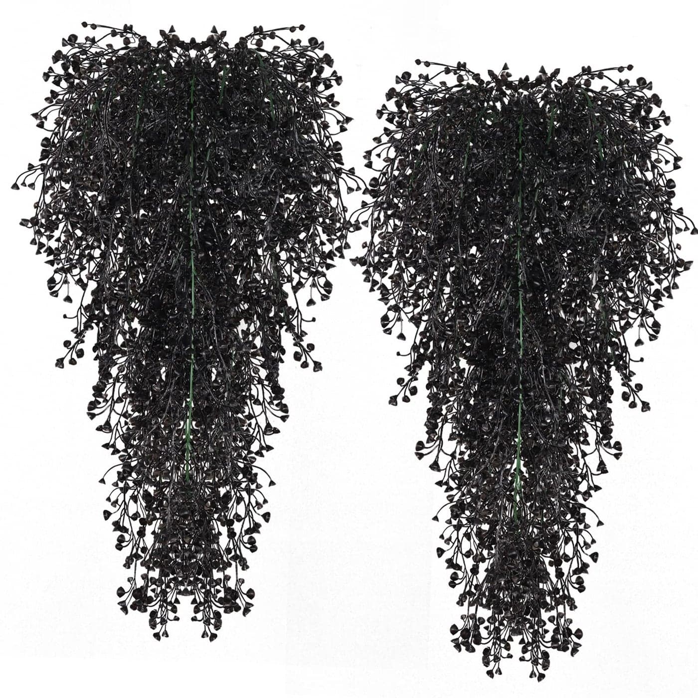 RECUTMS Artificial Hanging Plants Indoor 4 Pcs Artificial Ferns Plants Large Faux Hanging Plant Wall Plants Fake Ivy Room Fall Home Garden Wedding Halloween Party Indoor Outdoor DecorBlack
