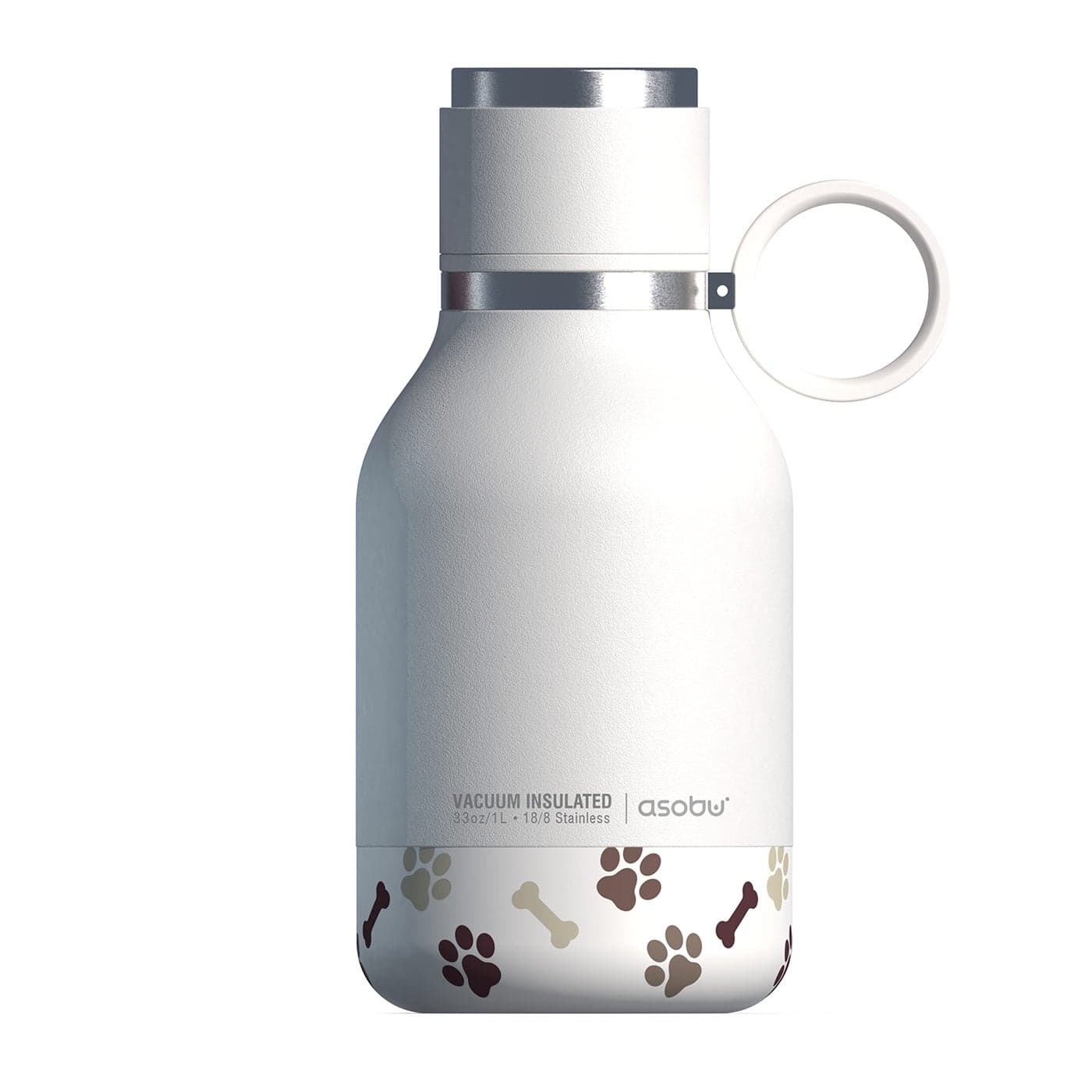Asobu Dog Bowl Attached to Stainless Steel Insulated Travel Bottle for Human 37oz11 Liter White