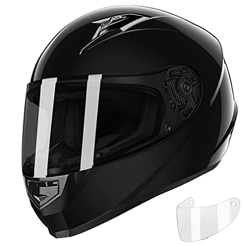 GLX GX11 Compact Lightweight Full Face Motorcycle Street Bike Helmet with Extra Tinted Visor DOT Approved (Black, Small)