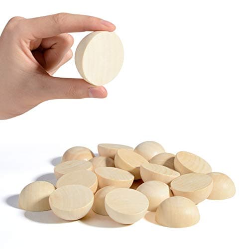 Split Wood Balls 2 inch Half Wooden Balls 50mm Unfinished Half Wooden Beads for Crafts and Art Supplies (30PCS)