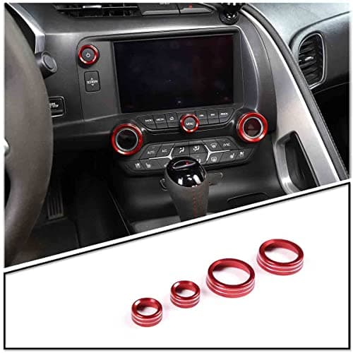 Aluminum Alloy AC Air Conditioner Volume Tune Knob Button Cover Compatible for Chevrolet Corvette C7 2014 2015 2016 2017 2018 2019 Accessories (Red)