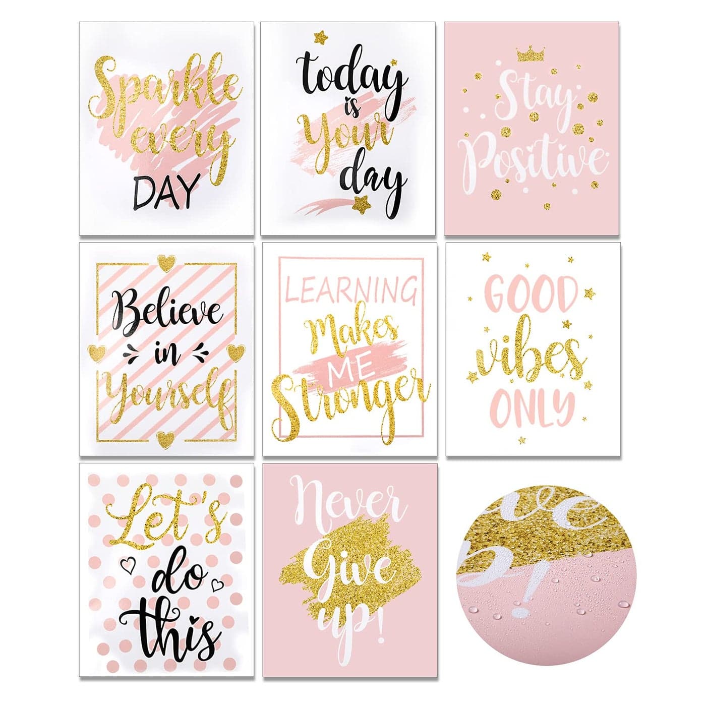 Clabby 8 Pieces Motivational Wall Decor Girl Room Inspirational Posters Teen Girls Room Wall Decor Motivational Prints for Women Inspirational Posters for Bedroom Classroom 8 x 10 Inch