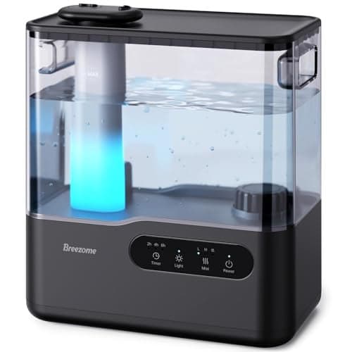 BREEZOME 5L Humidifiers for Bedroom Large Room, 36H Top Fill Cool Mist Humidifier with Essential Oil Tray, 7-Color Mood Light, Timer, Quiet Ultrasonic Humidifier for Home, Baby Nursery, Plants