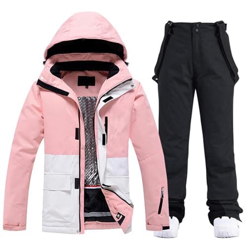 GS SNOWING Women's Ski Jackets and Bib Pants Set Windproof Waterproof Insulated Snowsuit