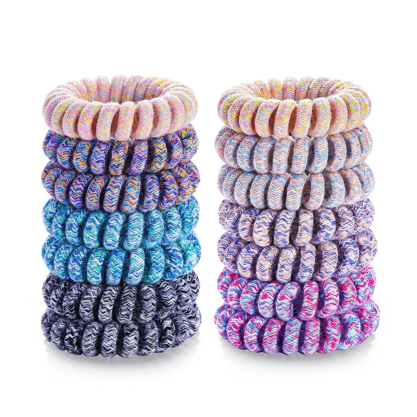 14 Pcs Women Ponytail Braid Hair Elastic No Crease Spiral Hair Ties Girls Multicolor Waterproof Coil Hair Accessories Medium Hair Ties