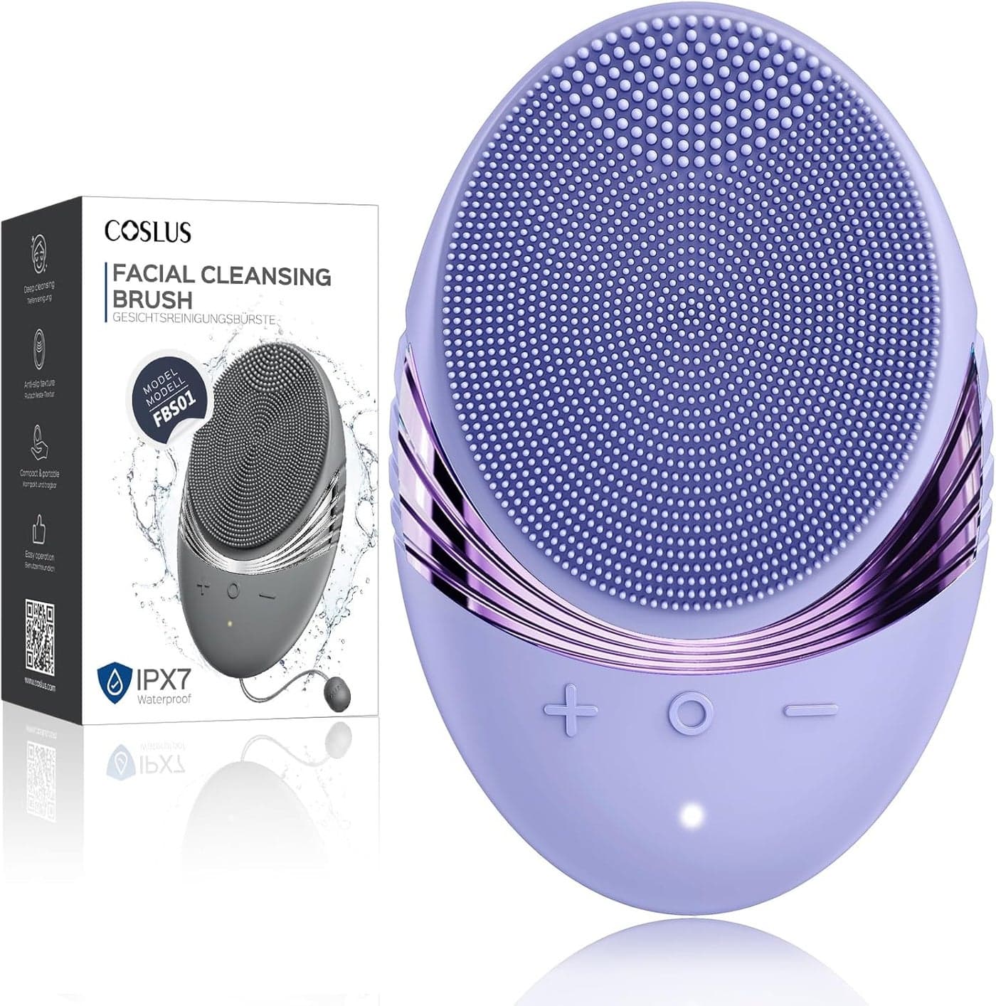 Face Scrubber Facial Cleansing Brush : COSLUS Portable Silicone Waterproof Rechargeable Face Wash Brush, 5 Cleansing Modes, Electric Deep Cleaning for Men & Women, Removing Blackhead, Exfoliating