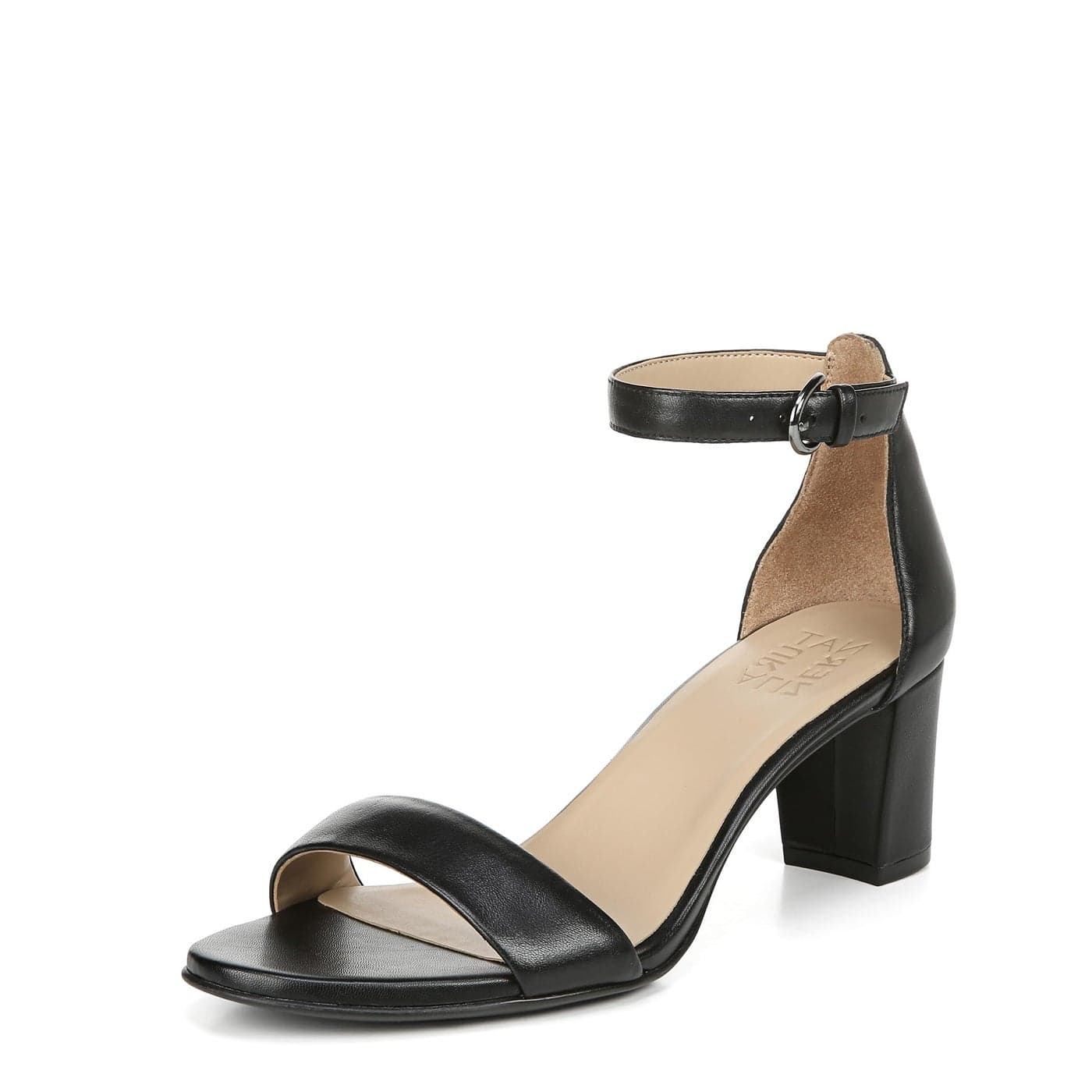 Naturalizer Womens Vera Ankle Strap Block Heel Dress Sandal Black Leather6W