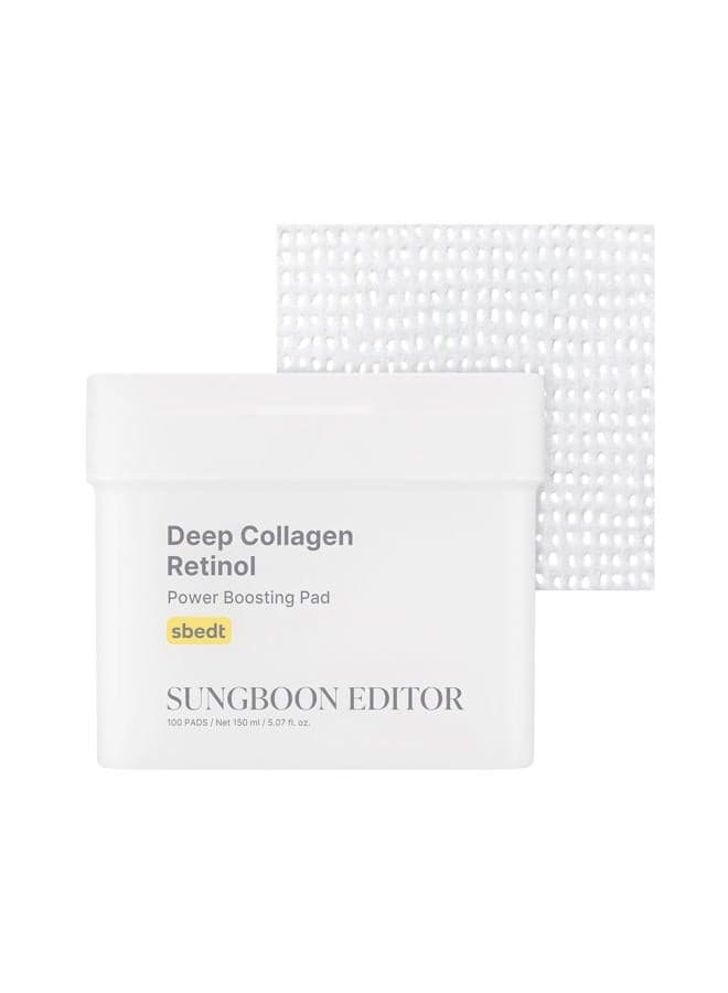 Deep Collagen Retinol Power Boosting Pads | Deep Hydration, Skin Elasticity for Dry Skin, Wrinkles, Korean Moisturzier, Korean Skincare, Toner Pads - 100 Count