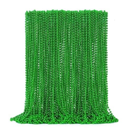 50PCS St Patricks Day Necklace, St. Patrick's Day Green Bead Necklace Accessories, Metallic Irish Saint Patrick Mardi Gras Necklaces Bulk, Parade Throw Accessories for Mardi Gras St. Patricks Party