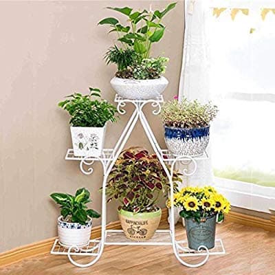Bee Creative Attractive Multi Tired Plant Stand Indoor/Outdoor, Multipurpose Stand, Racks, Planter Stand (White)