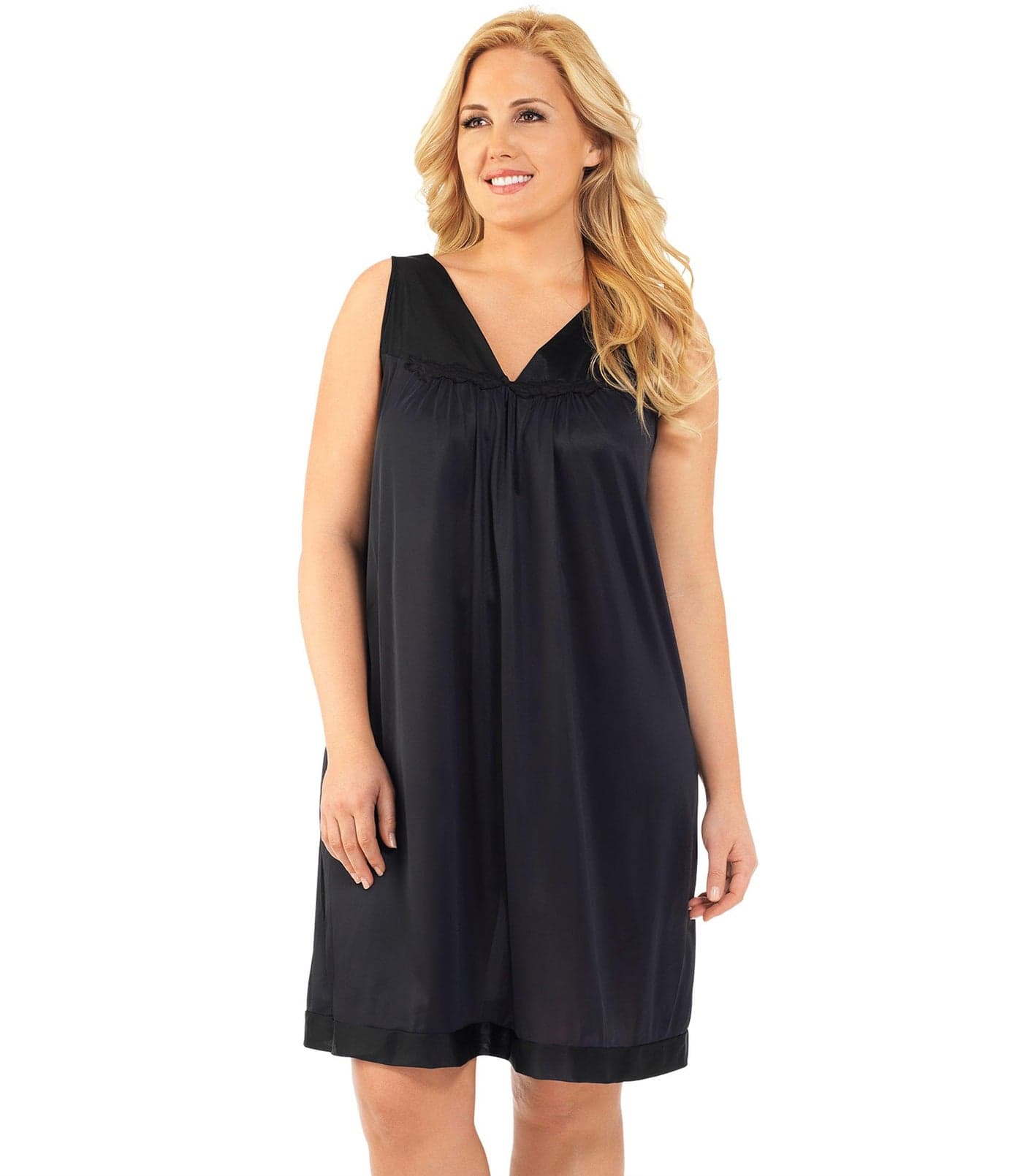 Exquisite Form Women's 30107 Nylon Tricot Sleeveless Short Knee Length Nightgown