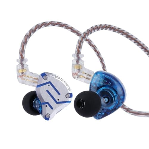 Linsoul KZ ZS10 Pro, 4BA+1DD 5 Driver in Ear Monitor, HiFi Wired Earbuds, Gaming Earbuds, Hybrid IEM Earphones with Stainless Steel Faceplate, Detachable Cable for Musician(with Mic, Glare Blue)