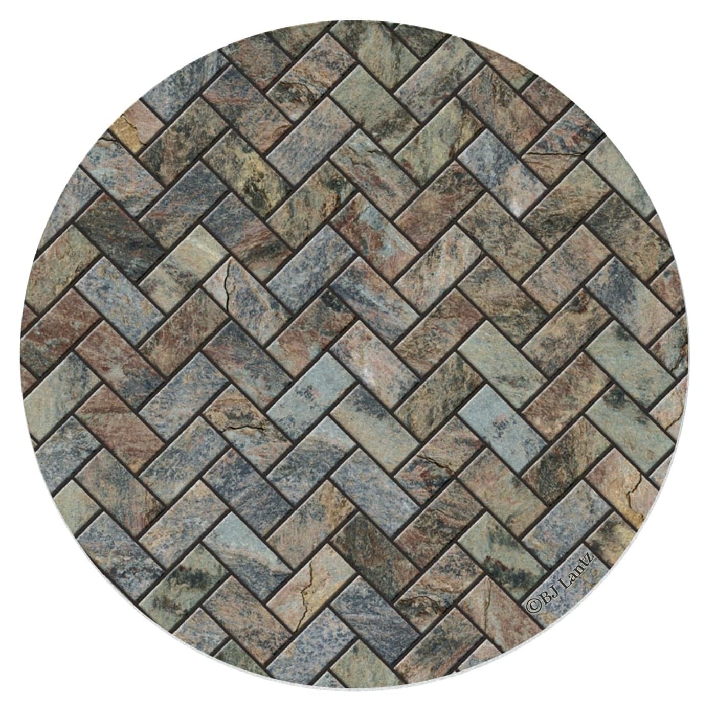 Thirstystone Stone Herringbone Pattern Natural Sandstone Coaster 4 Pack EcoFriendly Absorbent Easily Wipes Clean
