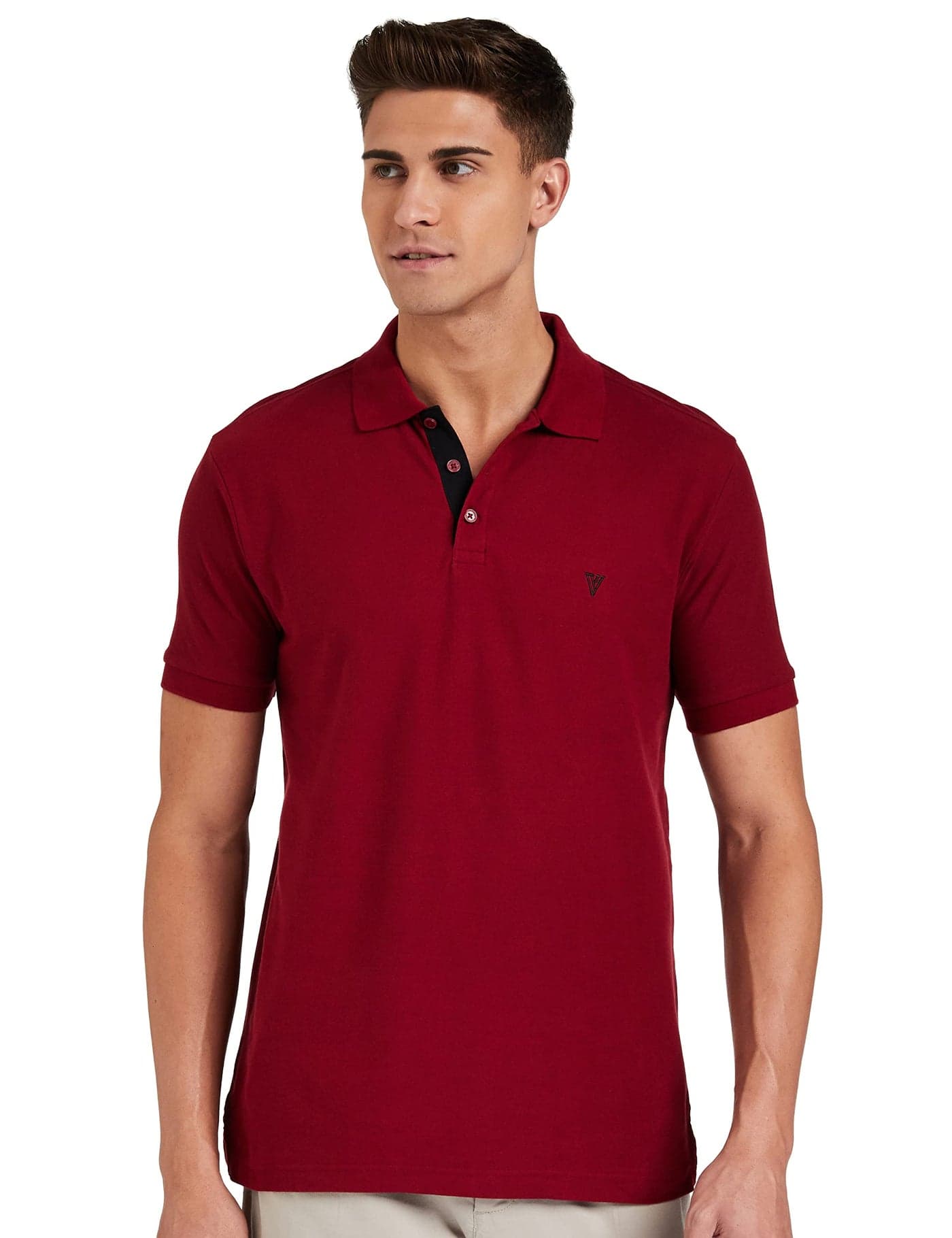 Van Heusen Athleisure Men's Solid Regular fit Polo (60032_Wine_Medium)