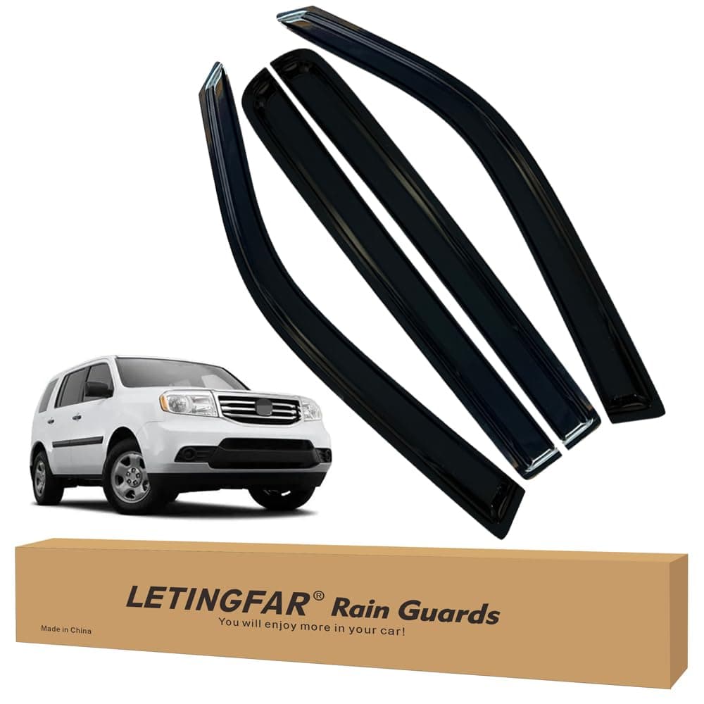 LETINGFAR Window Visors Rain Guards for Honda Pilot 2009 2010 2011 2012 2013 2014 2015 Accessories Wind Deflectors Vent Shades for Honda Pilot